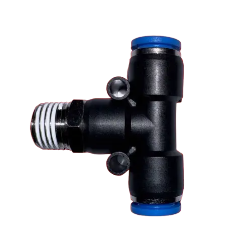 8mm Push-In Tee Air Fitting (Tube-to-Tube with Male Thread)